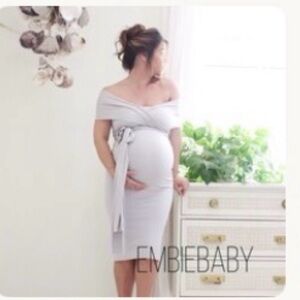 Strapless Maternity Dress in Beige